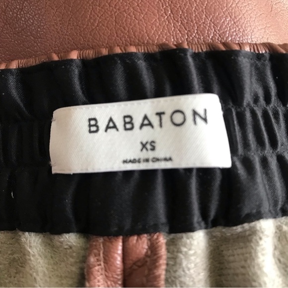 Babaton Brown Faux Leather Joggers - Picture 7 of 9